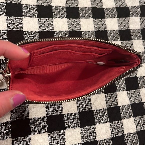 Coach Mixed Floral Corner Zip Wristlet Black Orange Pink Red Green Flower EUC - Picture 3 of 9